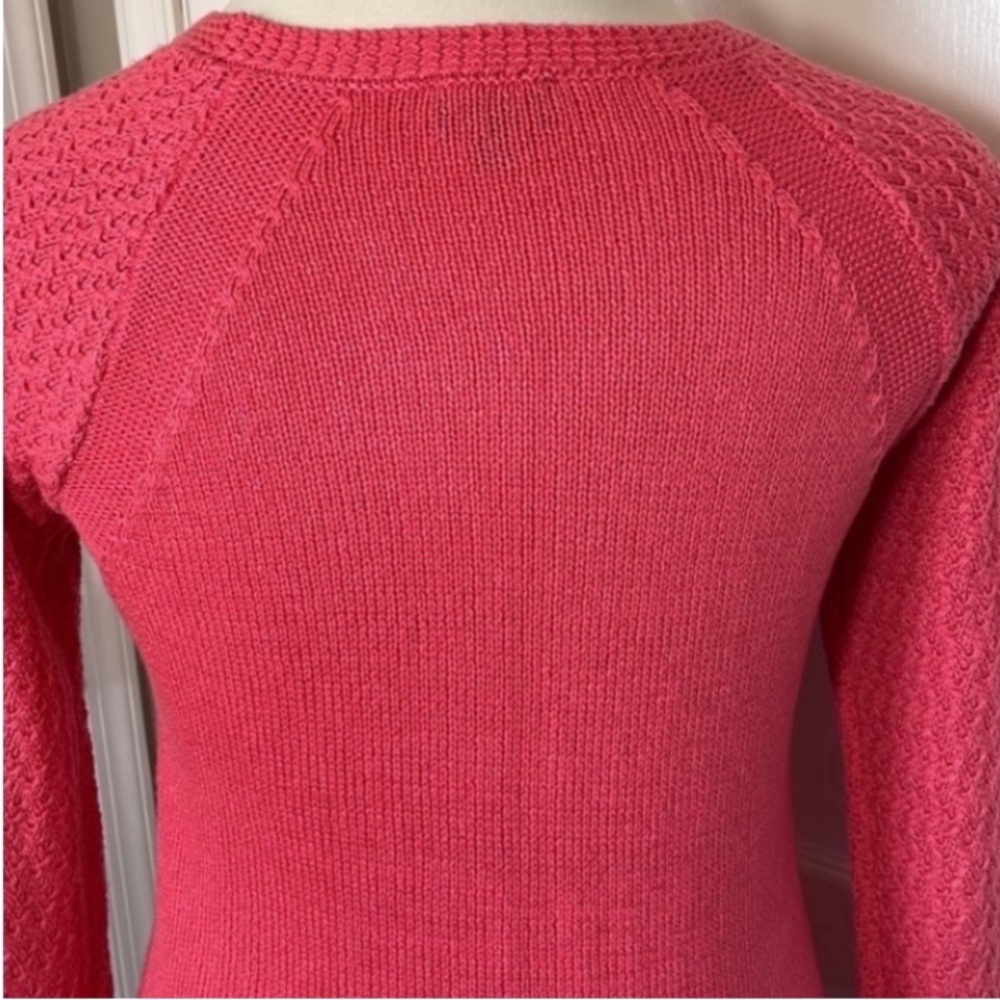 Jones NY Cable Knit Sweater Crewneck Coral Salmon Loose Weave Acrylic Fancy Gift - Picture 12 of 17